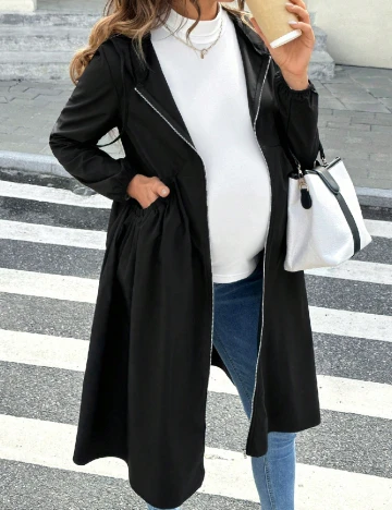 Trench SHEIN Maternity, negru