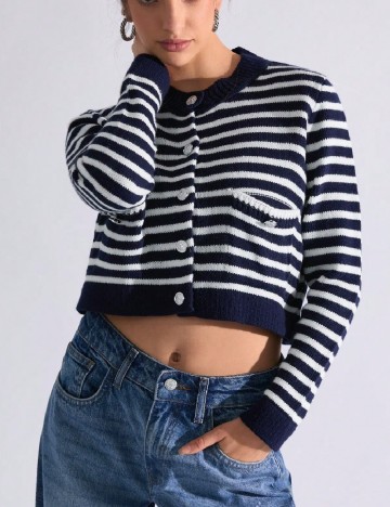 
						Cardigan SHEIN, alb/albastru