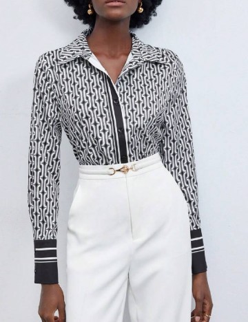 
						Camasa SHEIN, alb/negru