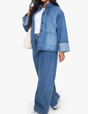 Jacheta Boohoo Plus Size, albastru