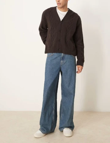 Cardigan Abercrombie&Fitch, maro inchis