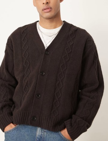 Cardigan Abercrombie&Fitch, maro inchis