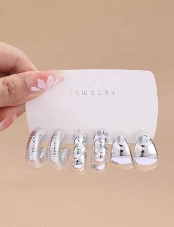 
						Set Cercei 3 perechi SHEIN, argintiu