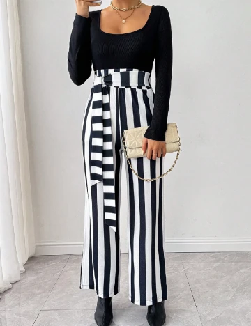 Salopeta SHEIN, negru/alb