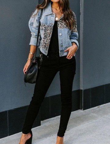 Jacheta SHEIN, albastru/animal print