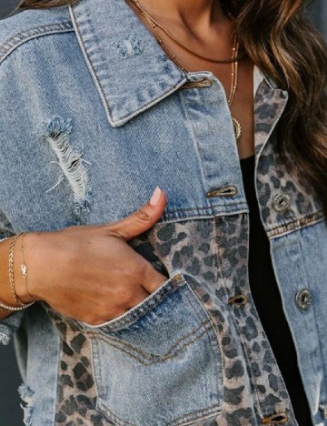 Jacheta SHEIN, albastru/animal print