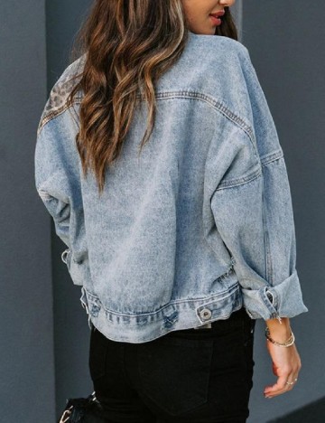 Jacheta SHEIN, albastru/animal print