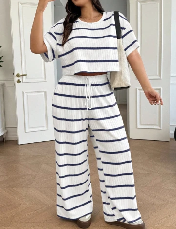 Compleu SHEIN CURVE, alb/bleumarin