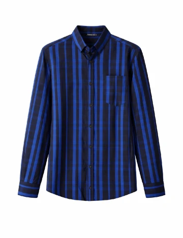 Camasa Bershka, albastru/negru