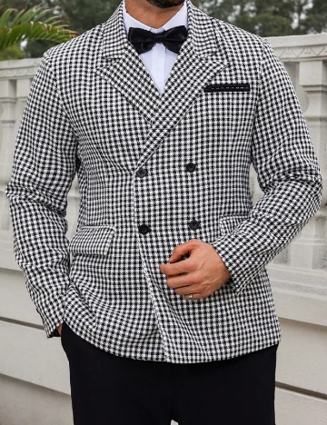 Sacou SHEIN Plus Size Men, negru/alb