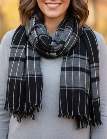 Esarfa Zara, negru/gri