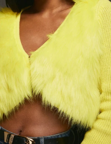 Cardigan SHEIN, galben neon