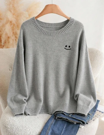 Pulover SHEIN CURVE, gri