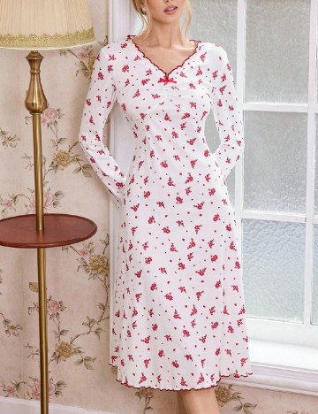 Rochie de noapte SHEIN, alb/roz