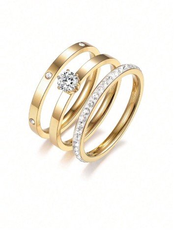 
						Set inele, marimea 5 3 bucati SHEIN, auriu