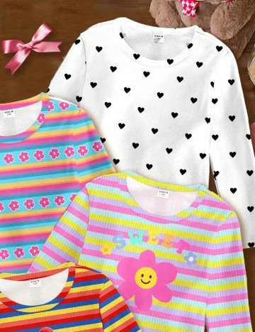 Set bluze 4 bucati Shein Kids, mix culori