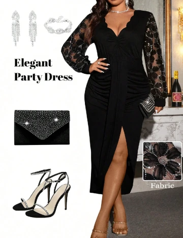 Rochie medie SHEIN CURVE, negru