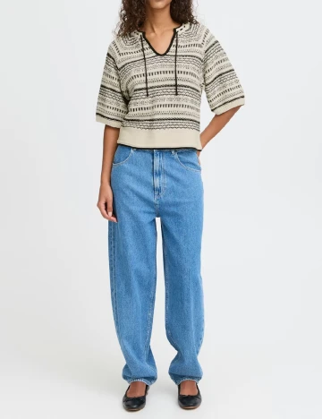 Bluza Ichi, crem/negru