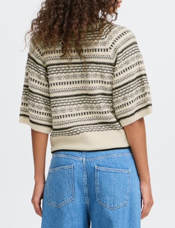 Bluza Ichi, crem/negru