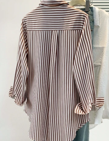 Camasa SHEIN, alb/maro