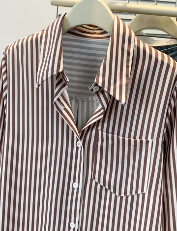 Camasa SHEIN, alb/maro