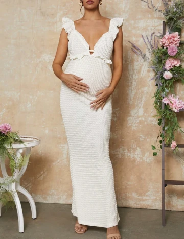 Rochie lunga SHEIN Maternity, ecru