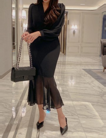 Rochie lunga Dazy, negru