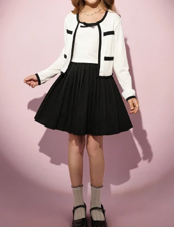 Compleu Shein Kids, alb/negru