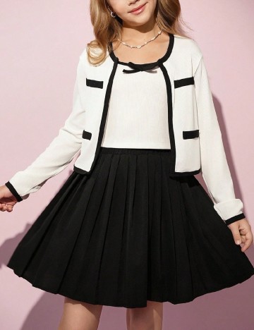 Compleu Shein Kids, alb/negru