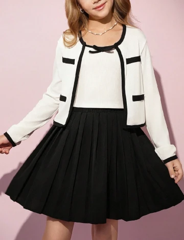 Compleu Shein Kids, alb/negru