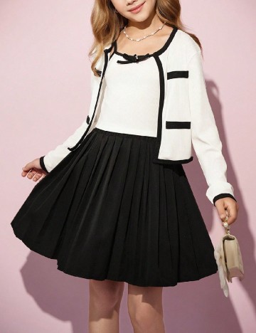 Compleu Shein Kids, alb/negru