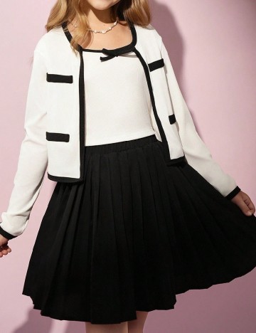 Compleu Shein Kids, alb/negru