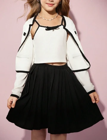 Compleu Shein Kids, alb/negru