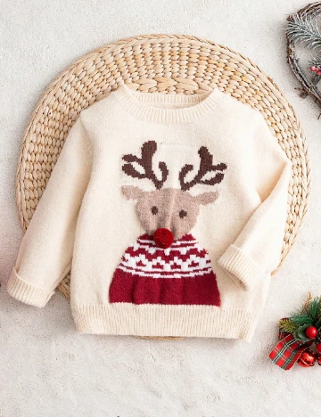 Pulover Shein Kids, crem