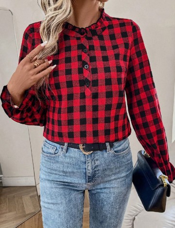 
						Camasa SHEIN, rosu/negru