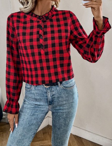 Camasa SHEIN, rosu/negru