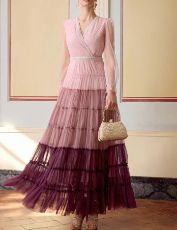 Rochie lunga MOTF, roz pudra