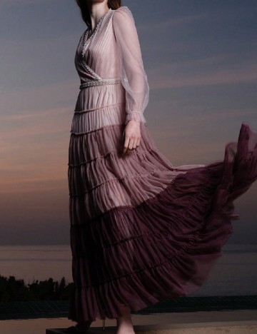 Rochie lunga MOTF, roz pudra