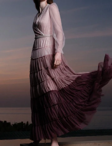 Rochie lunga MOTF, roz pudra