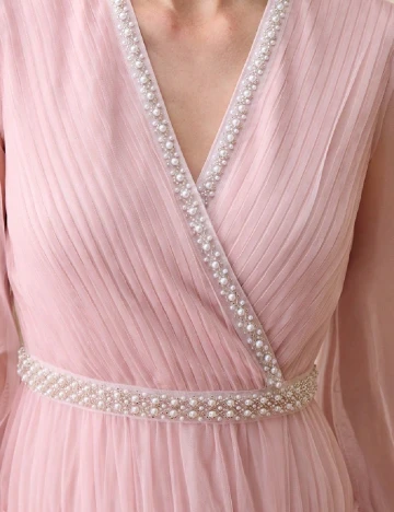 Rochie lunga MOTF, roz pudra