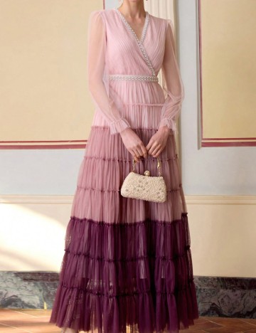 Rochie lunga MOTF, roz pudra