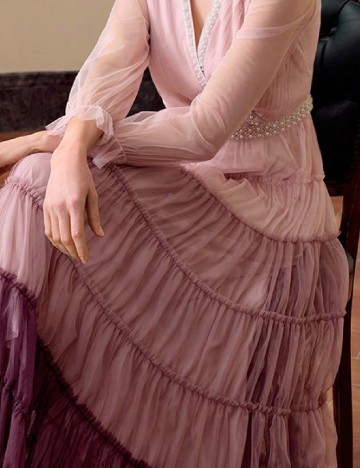 Rochie lunga MOTF, roz pudra