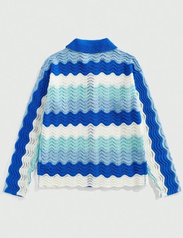 Cardigan Romwe, alb/albastru