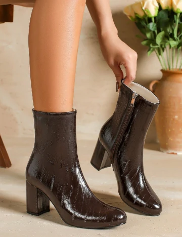 Botine SHEIN, maro inchis