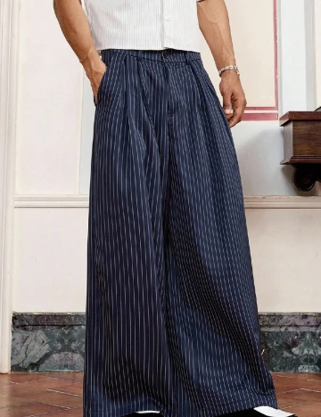 Pantaloni SHEIN Plus Size Men, bleumarin