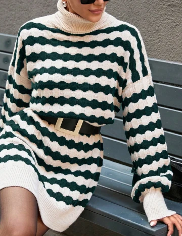 Rochie scurta SHEIN, ecru/verde