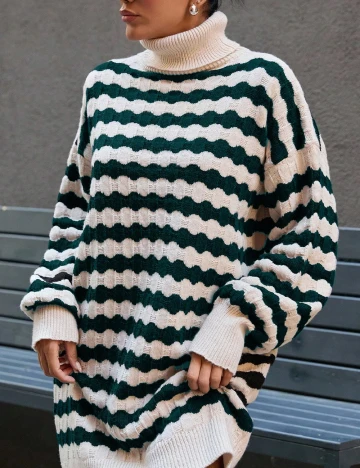 Rochie scurta SHEIN, ecru/verde