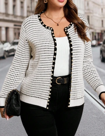 Cardigan SHEIN CURVE, alb