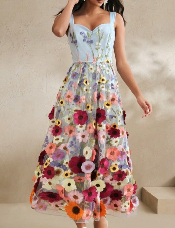 Rochie lunga Anewsta, floral print