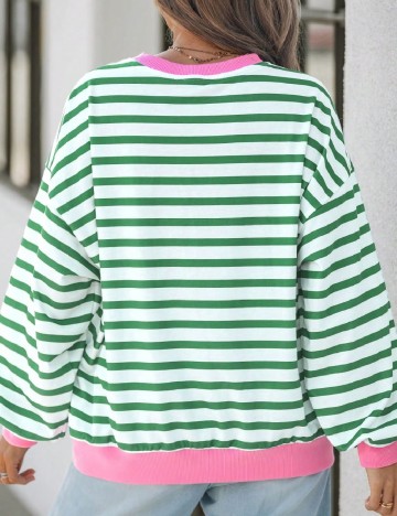Bluza SHEIN, alb/verde